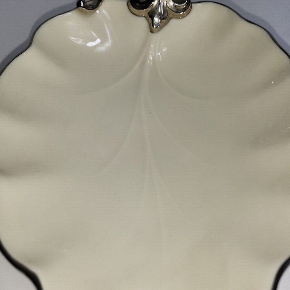 Lenox Candy Trinket Jewelry Dish Leaf With Silver Trim Vintage USA Home Decor - Picture 15 of 16